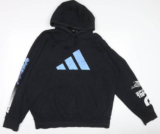 Adidas Men's Black Pullover Hoodie Size M Graphic Sportswear