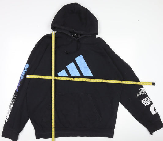 Adidas Men's Black Pullover Hoodie Size M Graphic Sportswear