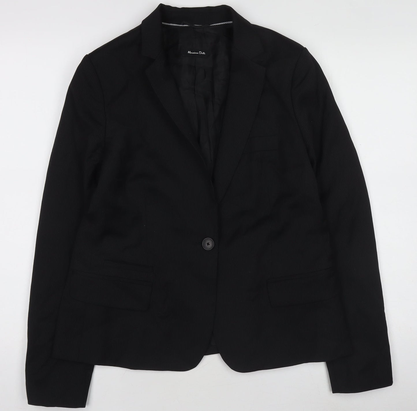 Massimo Dutti Women's Black Single-Breasted Blazer Size M