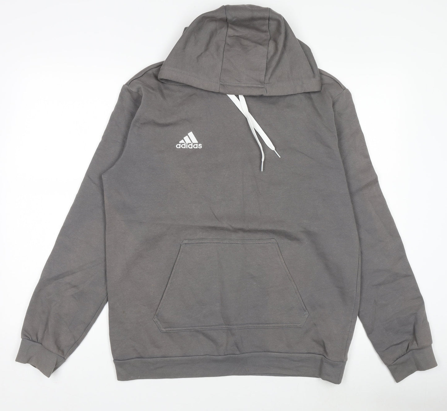 Adidas Men’s Grey Pullover Hoodie Size M Regular Fit Sports Sweatshirt