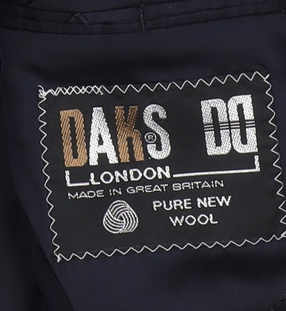 DAKS Mens Navy Wool Double-Breasted Blazer Jacket 40R Classic Style