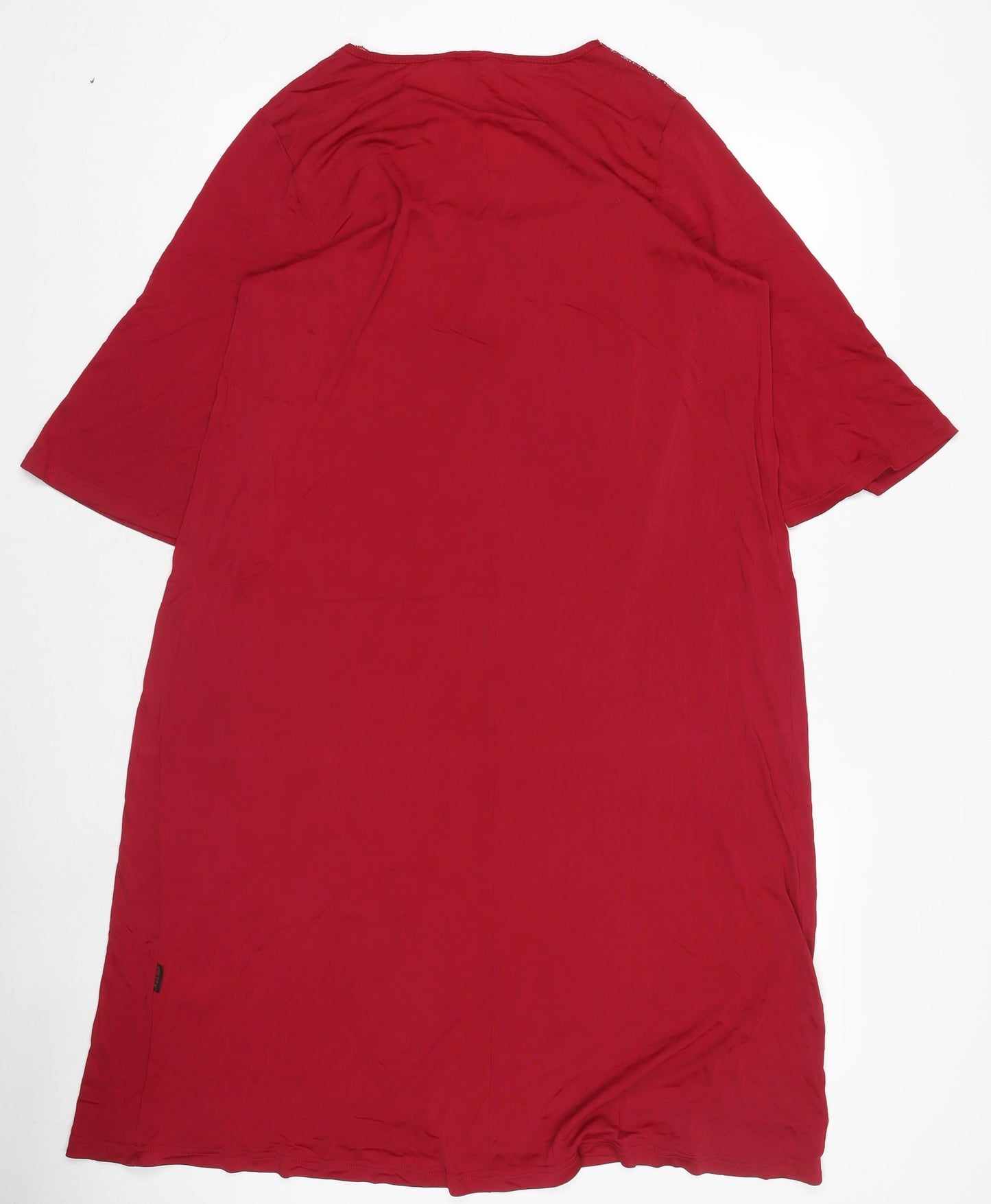 Mewa Women Red Size 16 Chemise Nightshirt 3/4 Sleeve Viscose
