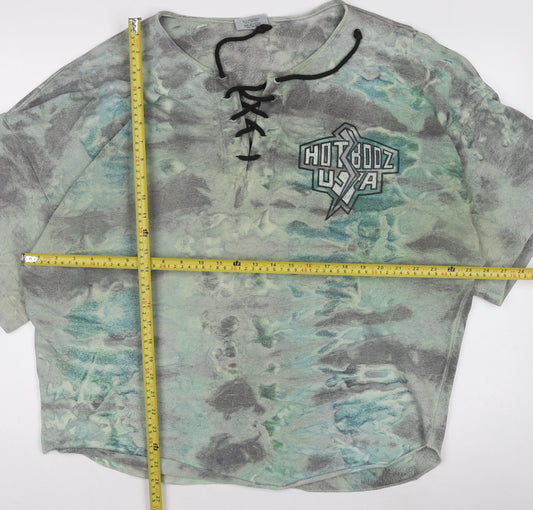 HotBodz USA Men’s Multicoloured Oversized Tie-Dye Lace V-Neck T-Shirt XL