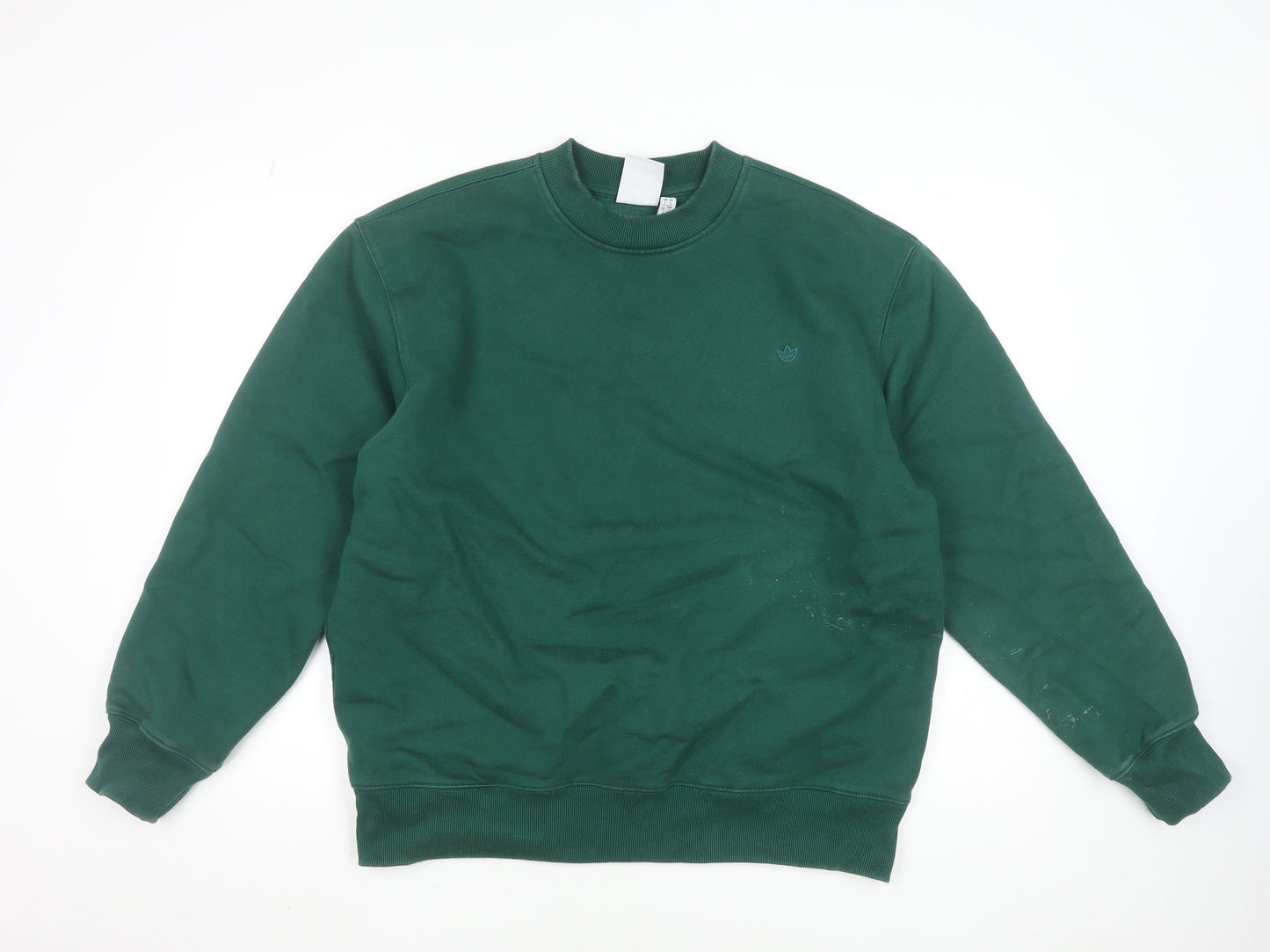 adidas Mens Green Crew Neck Pullover Sweatshirt L Regular Fit