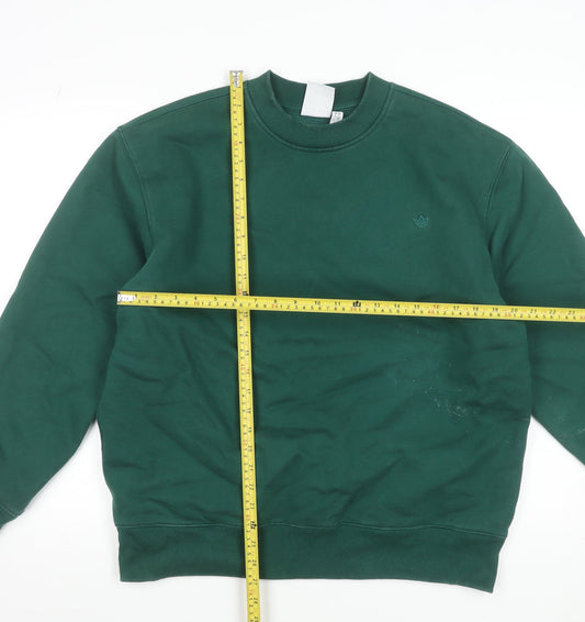 adidas Mens Green Crew Neck Pullover Sweatshirt L Regular Fit