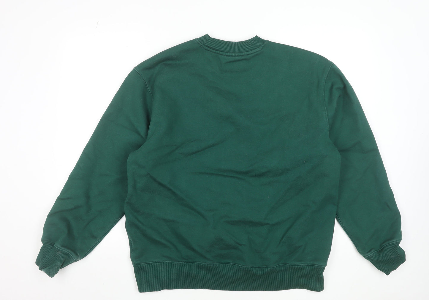 adidas Mens Green Crew Neck Pullover Sweatshirt L Regular Fit