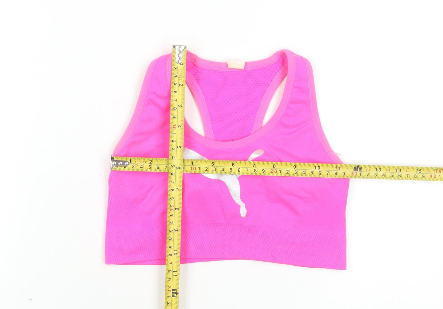 Puma Womens Pink Racerback Slim Fit Sports Bra Top Size S