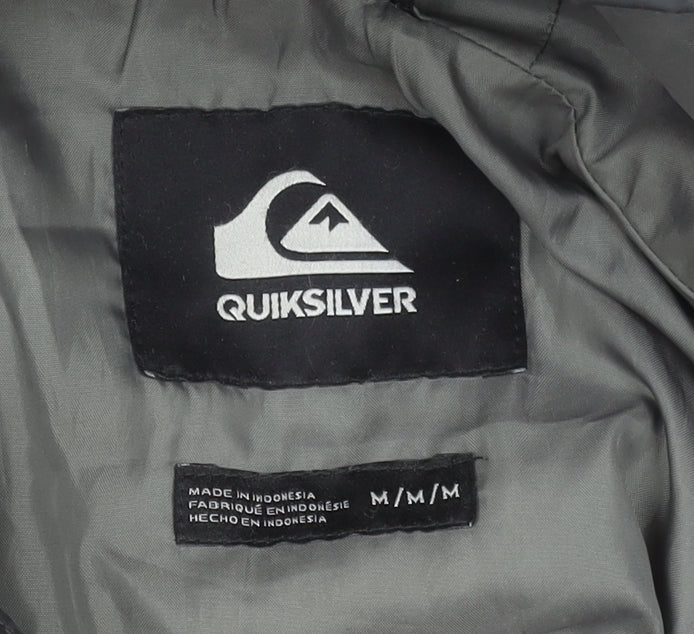Quiksilver Men's Black Hooded Puffer Jacket Size M Winter Insulated