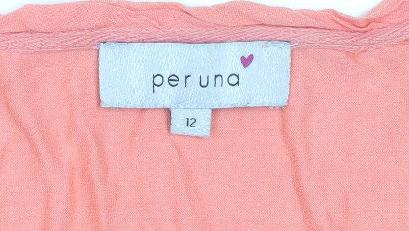 Per Una Women’s Orange Embroidered Scoop Neck T-Shirt Size 12