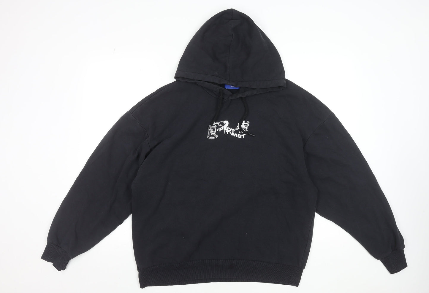 Jack & Jones Men's Black Graphic Pullover Hoodie L Regular Fit