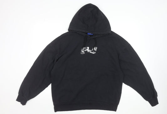 Jack & Jones Men's Black Graphic Pullover Hoodie L Regular Fit