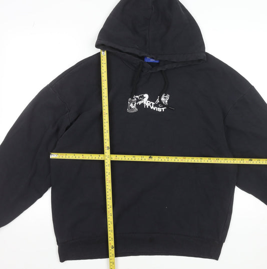 Jack & Jones Men's Black Graphic Pullover Hoodie L Regular Fit