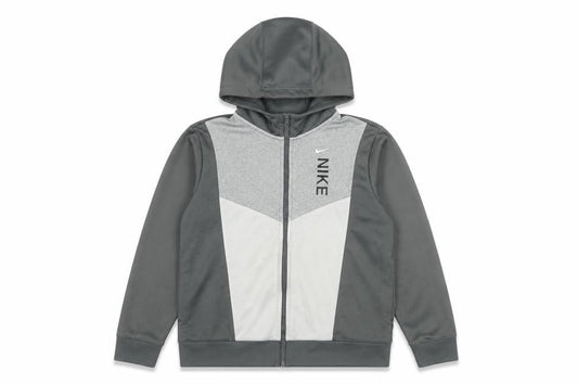 Nike Boys Grey Full Zip Hoodie Size L Colourblock Sportswear