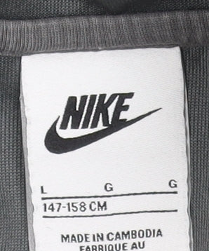 Nike Boys Grey Full Zip Hoodie Size L Colourblock Sportswear