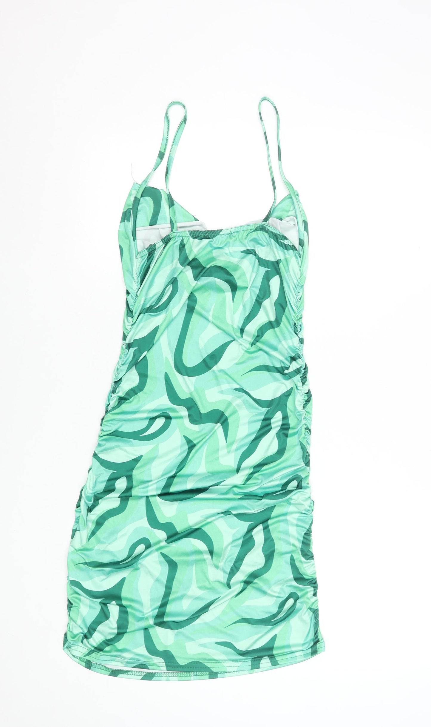 PrettyLittleThing Women’s Green Camouflage Ruched Bodycon Dress Size 14