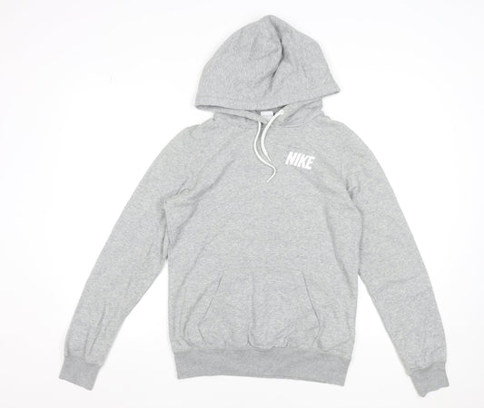 Nike Women’s Grey Pullover Hoodie Small Cotton Blend Logo Sweatshirt