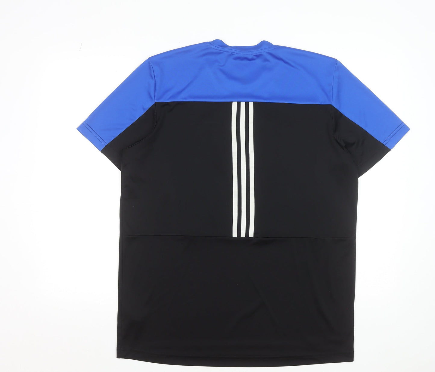 Adidas Men's Black Blue Colourblock Sports T-Shirt Size L