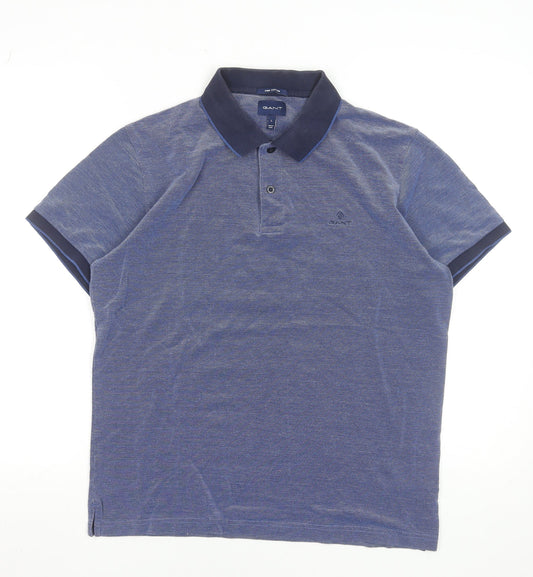 GANT Men’s Blue Pima Cotton Polo Shirt L Regular Fit Casual
