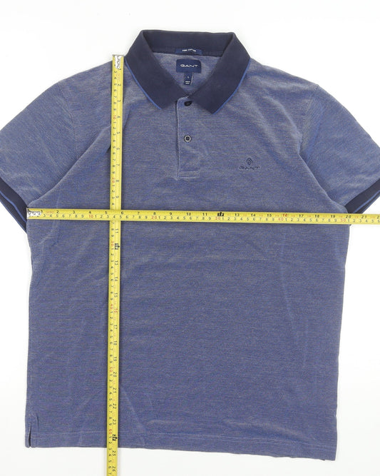 GANT Men’s Blue Pima Cotton Polo Shirt L Regular Fit Casual