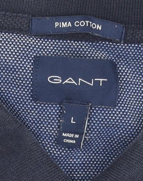GANT Men’s Blue Pima Cotton Polo Shirt L Regular Fit Casual