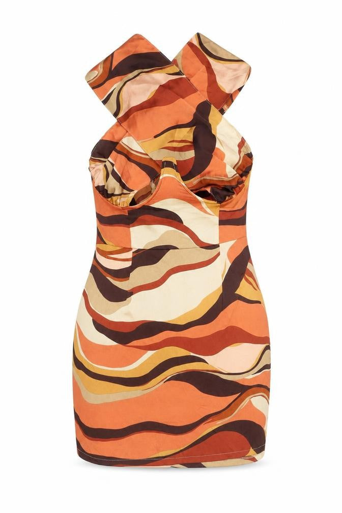 PrettyLittleThing Women’s Multicoloured Retro Bodycon Dress Size 14