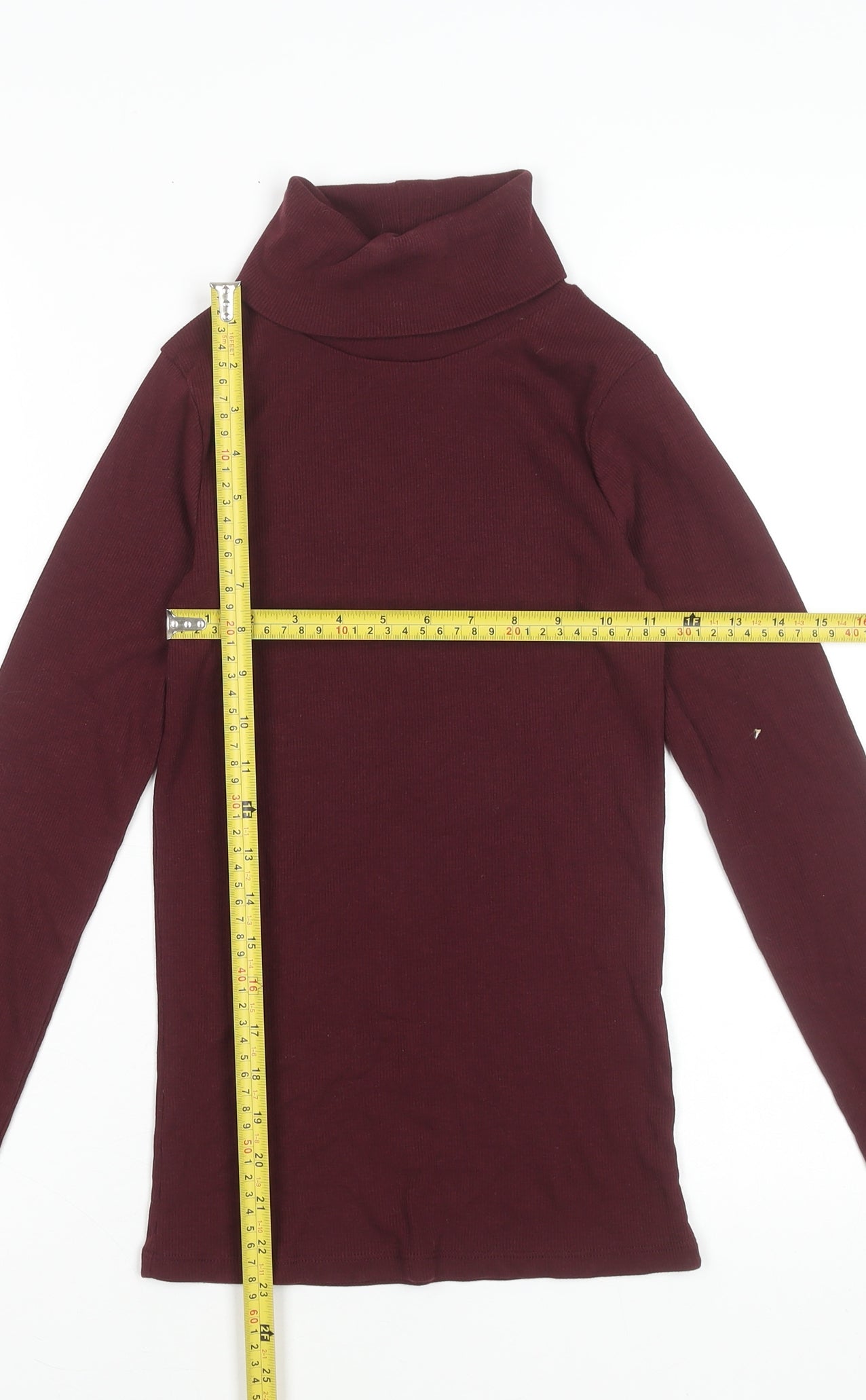 New Look Women’s Red Roll Neck Slim Fit Long Sleeve Top Size 6