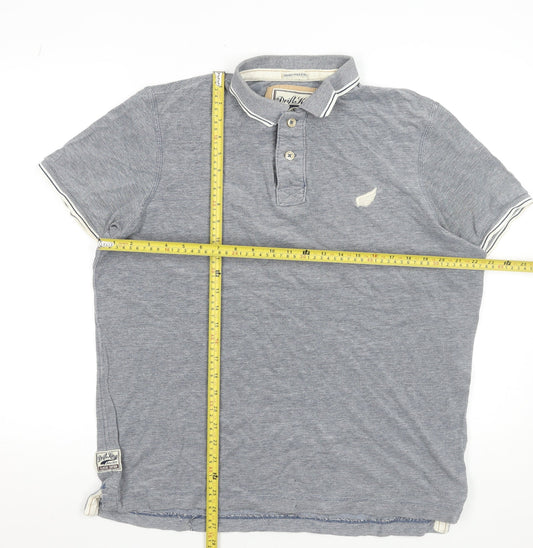Drift King Men's Blue Cotton Polo Shirt Size L Casual Short Sleeve