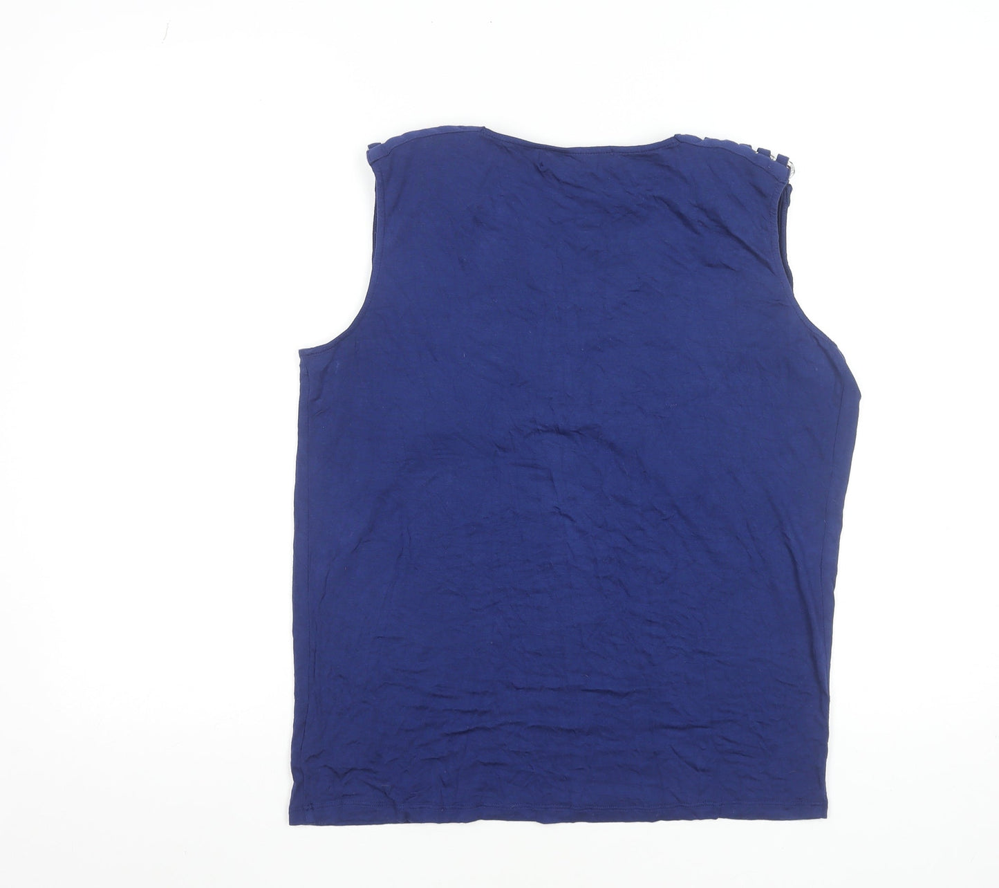 Michael Kors Women's Blue Studded Cowl Neck Sleeveless Jersey Top Size M