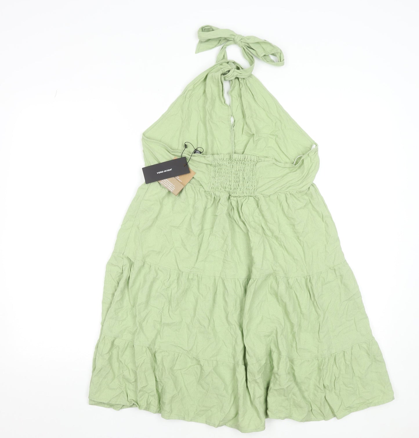 Vero Moda Womens Green Halter Knee Length Summer Dress L