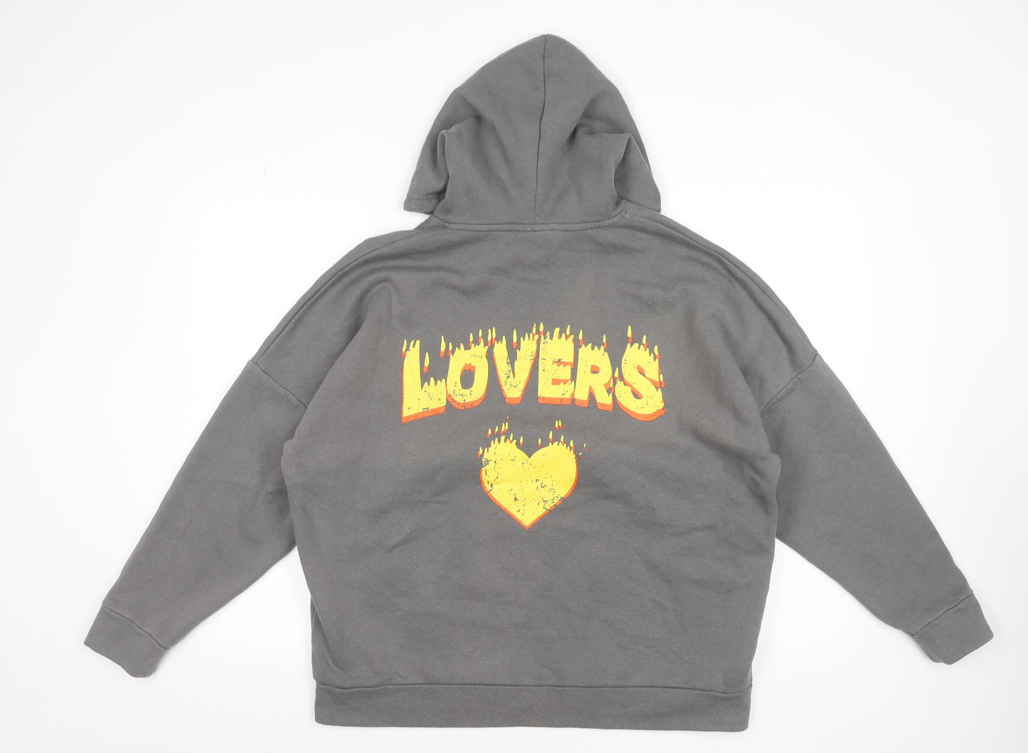 Noisy May Womens Grey Lovers Graphic Pullover Hoodie Size M