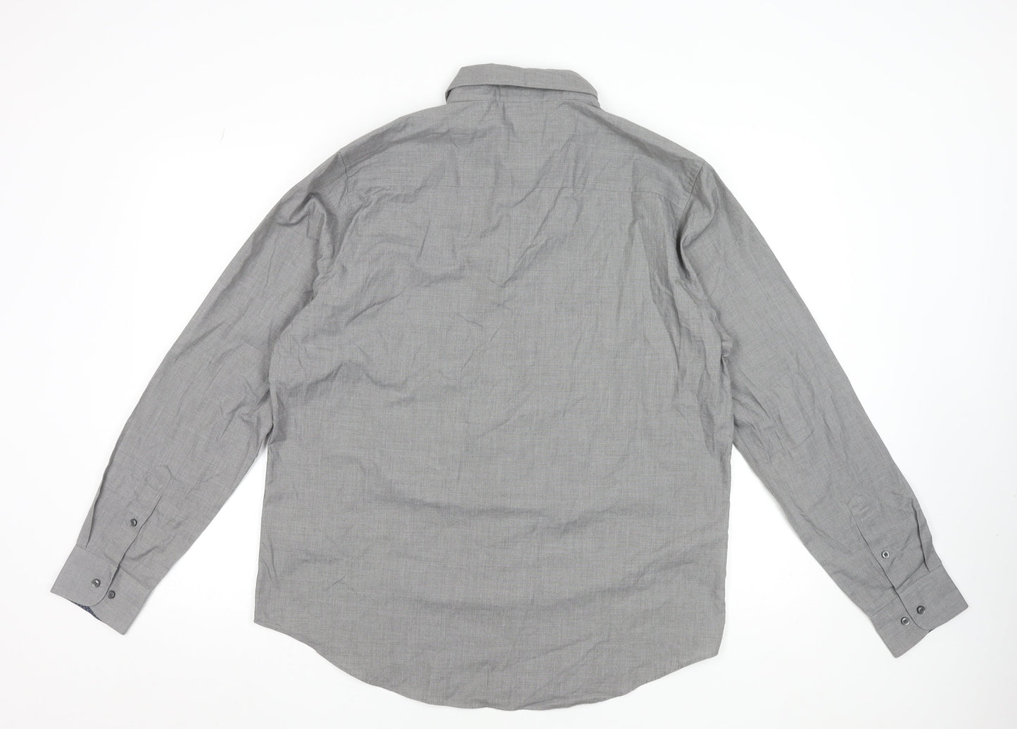 Next Men's Grey Button-Down Long Sleeve Formal Dress Shirt L