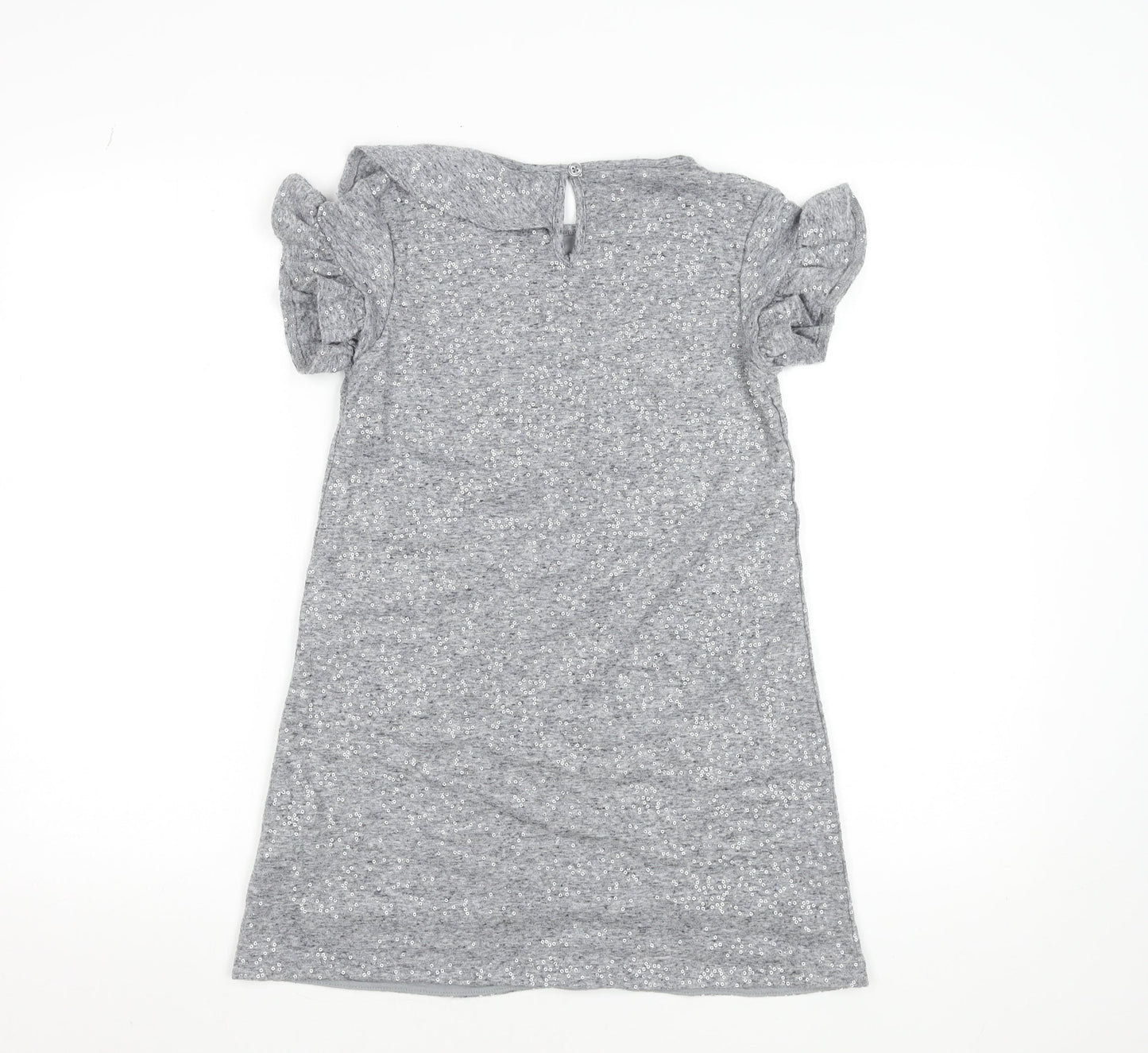 Next Girls Grey Sequin Short Sleeve Shift Party Dress Size 10 Years