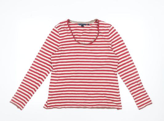Boden Women's Red White Striped Long Sleeve Cotton T-Shirt Size 14