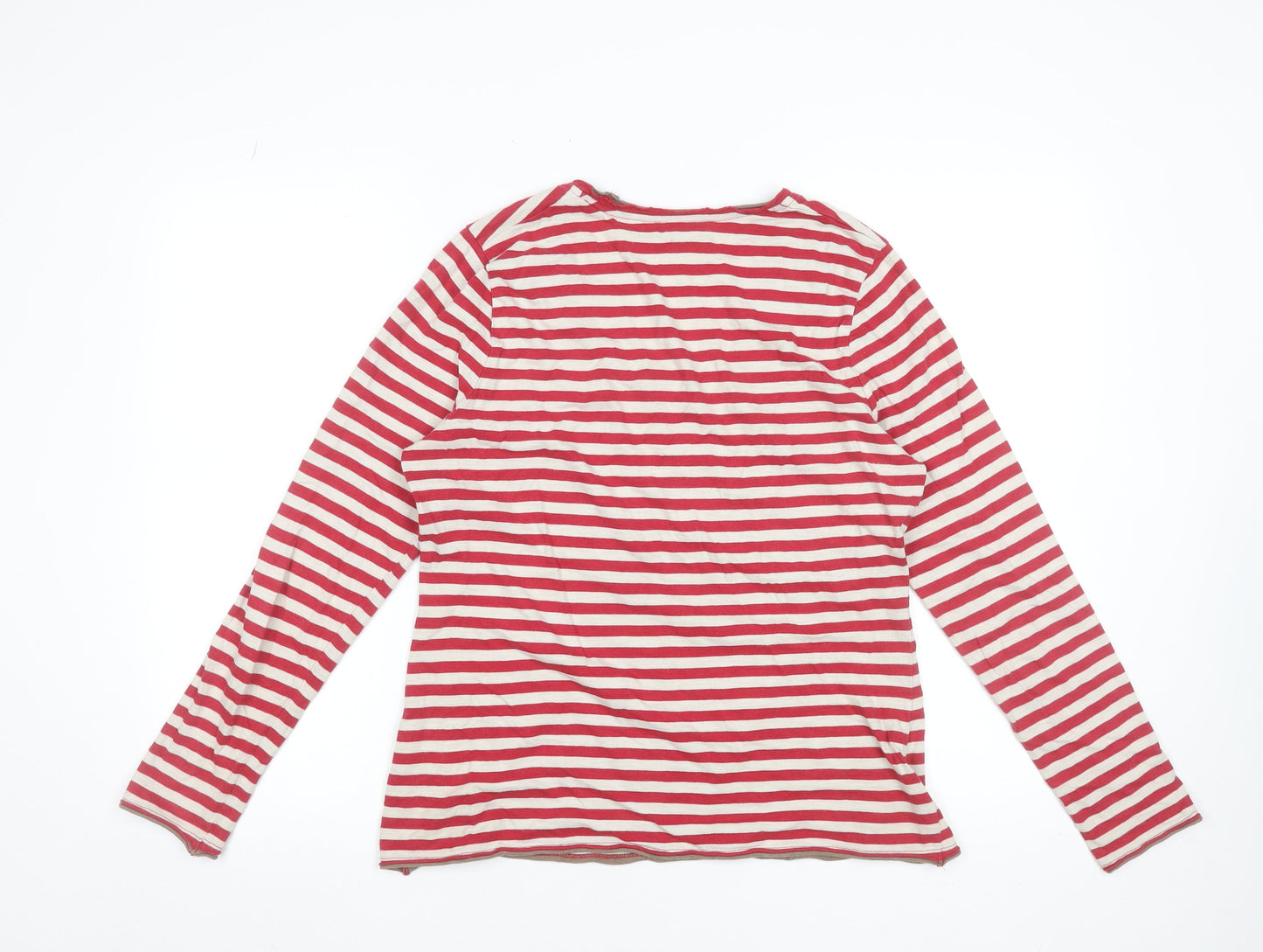 Boden Women's Red White Striped Long Sleeve Cotton T-Shirt Size 14