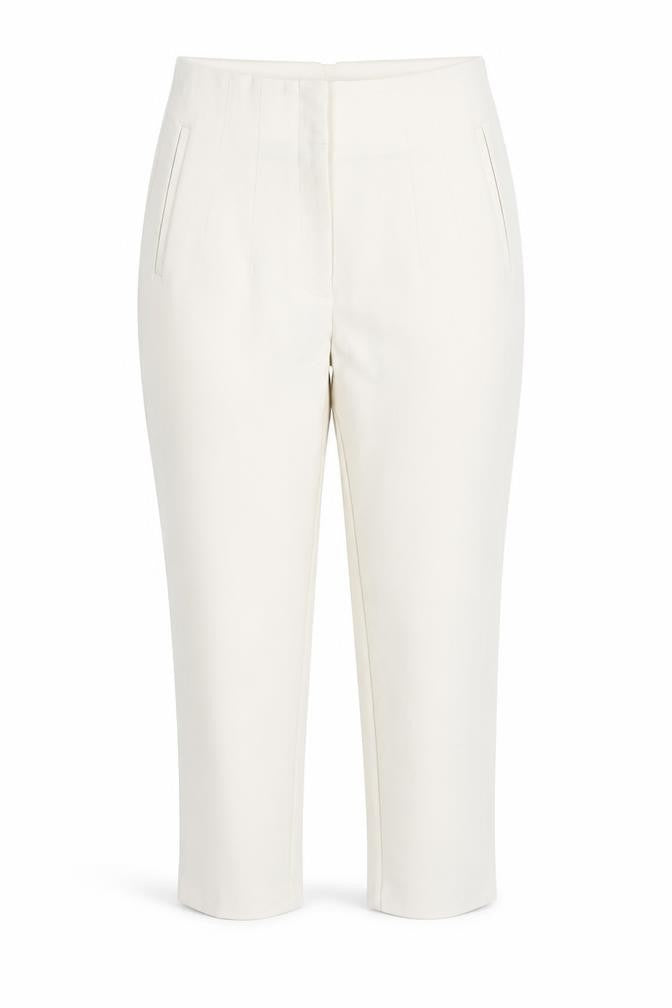Zara Women Ivory High Rise Slim Tapered Trousers Size L