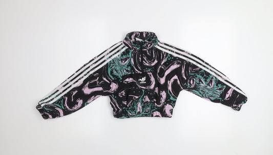 Adidas Girls Multicoloured 7-8 Years Pullover Graphic Half Zip Sweatshirt