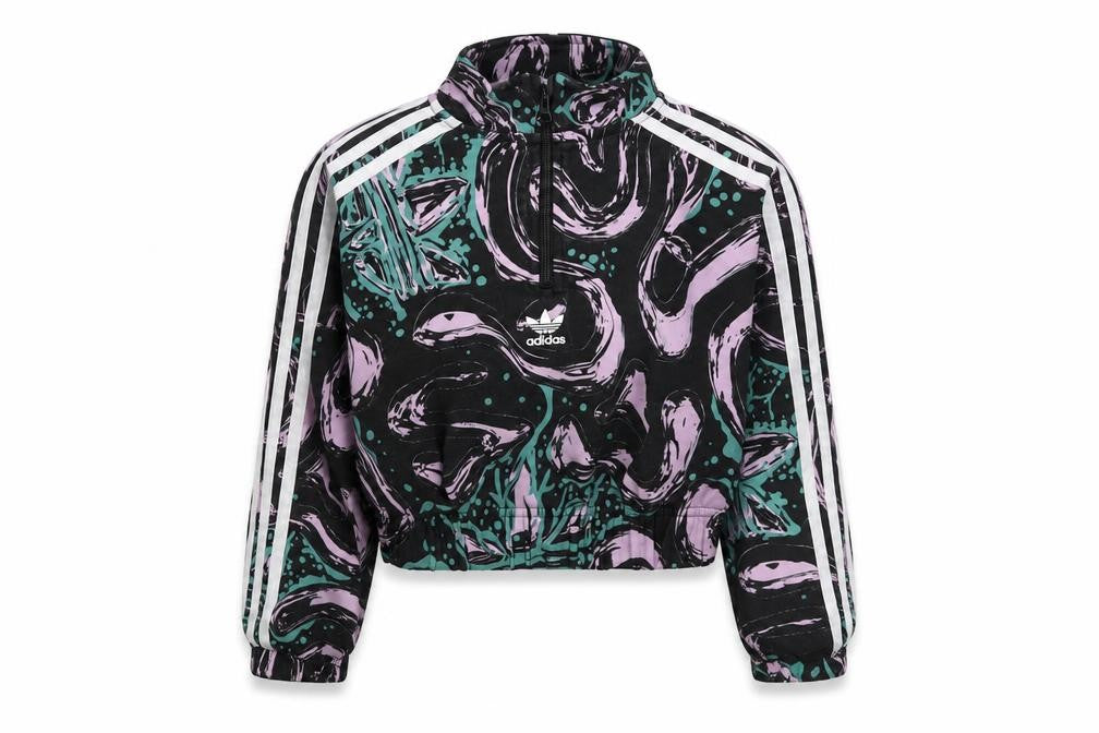 Adidas Girls Multicoloured 7-8 Years Pullover Graphic Half Zip Sweatshirt