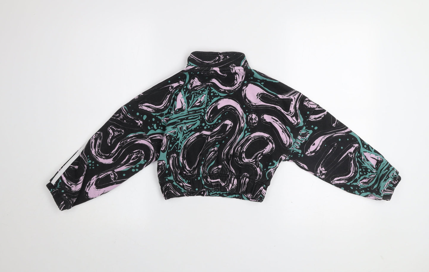 Adidas Girls Multicoloured 7-8 Years Pullover Graphic Half Zip Sweatshirt