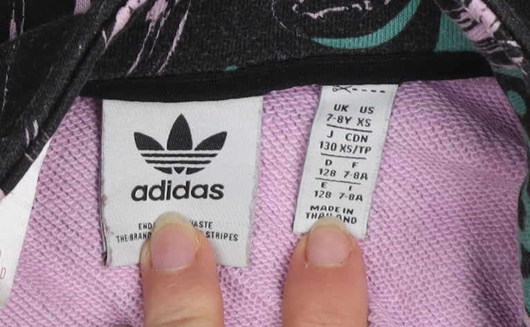 Adidas Girls Multicoloured 7-8 Years Pullover Graphic Half Zip Sweatshirt