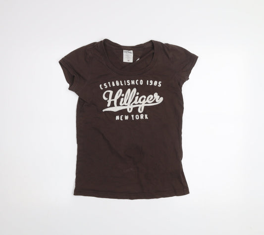 Tommy Hilfiger Womens Brown Small Graphic Crew Neck T-Shirt