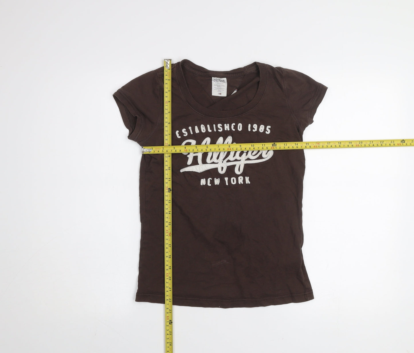 Tommy Hilfiger Womens Brown Small Graphic Crew Neck T-Shirt