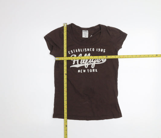 Tommy Hilfiger Womens Brown Small Graphic Crew Neck T-Shirt