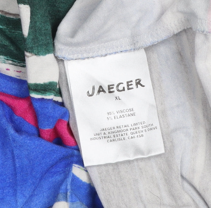 Jaeger Women’s Multicoloured Striped Viscose Tunic Blouse XL