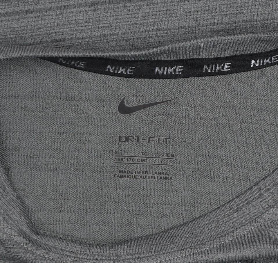 Nike Men's Grey XL Dri-Fit Running T-Shirt Lightweight Activewear Top