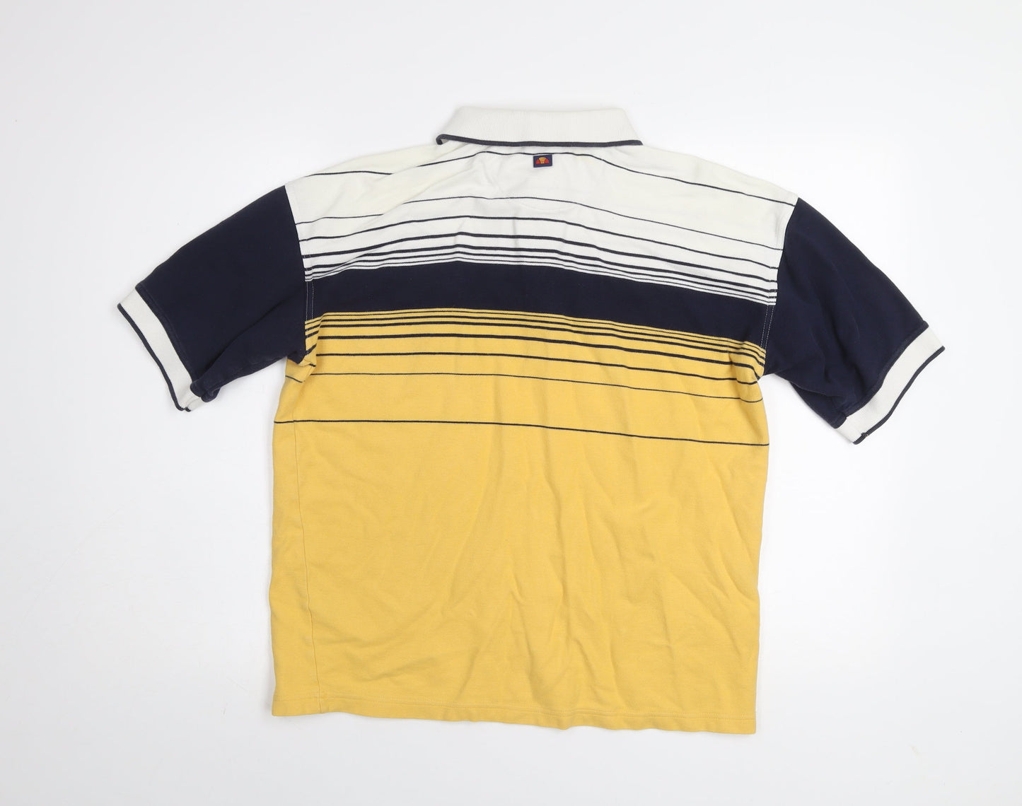 Ellesse Men's Multicoloured Striped Polo Shirt M Regular Fit Cotton