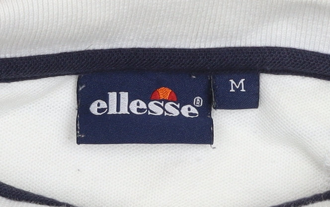 Ellesse Men's Multicoloured Striped Polo Shirt M Regular Fit Cotton