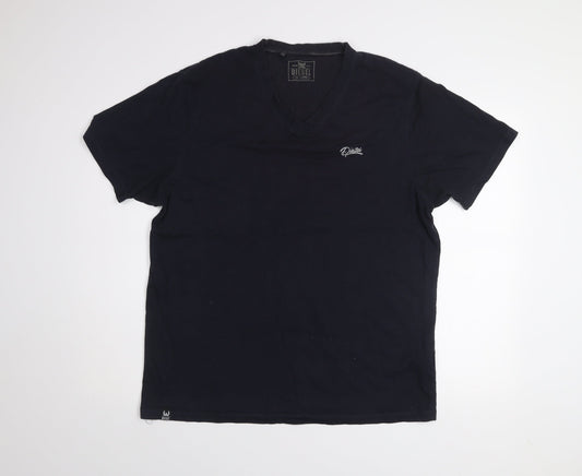 Diesel Men's Black 2XL V-Neck Ring Spun Cotton T-Shirt