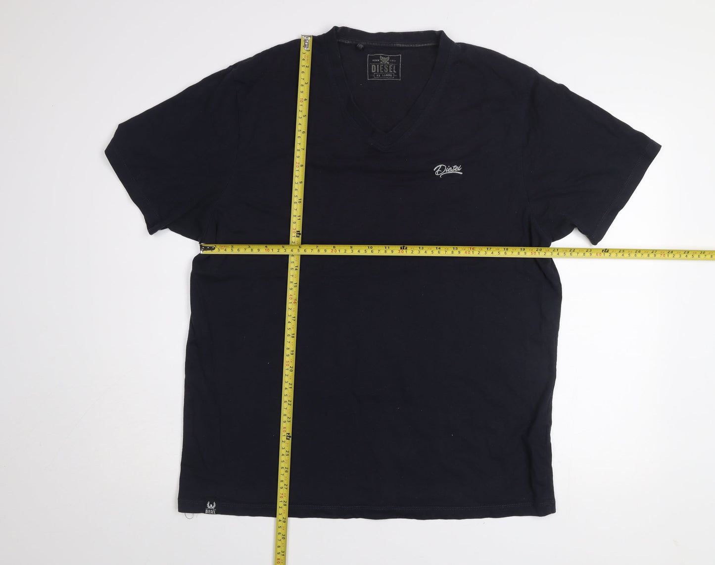 Diesel Men's Black 2XL V-Neck Ring Spun Cotton T-Shirt