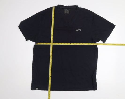 Diesel Men's Black 2XL V-Neck Ring Spun Cotton T-Shirt