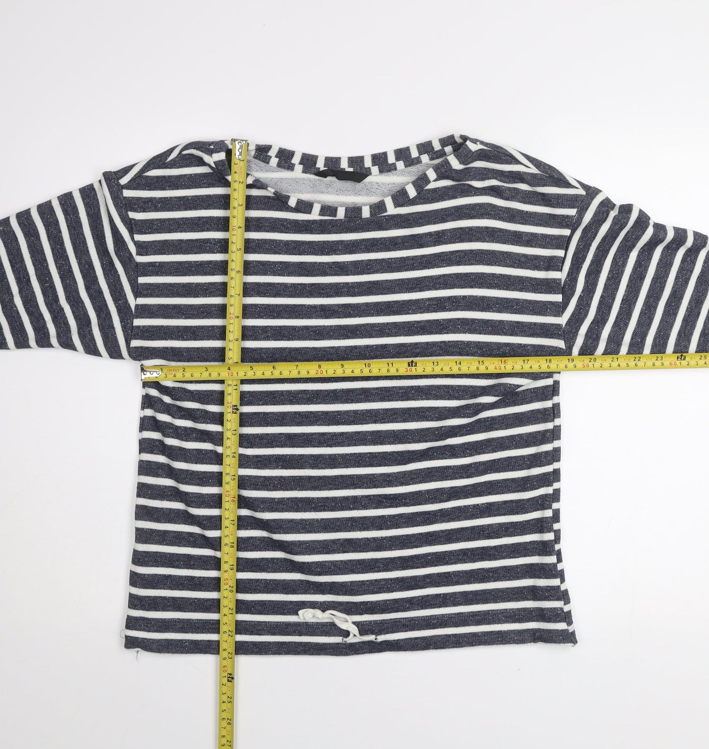 Dunnes Stores Women’s Navy Stripe Pullover Sweatshirt Medium Cotton Blend